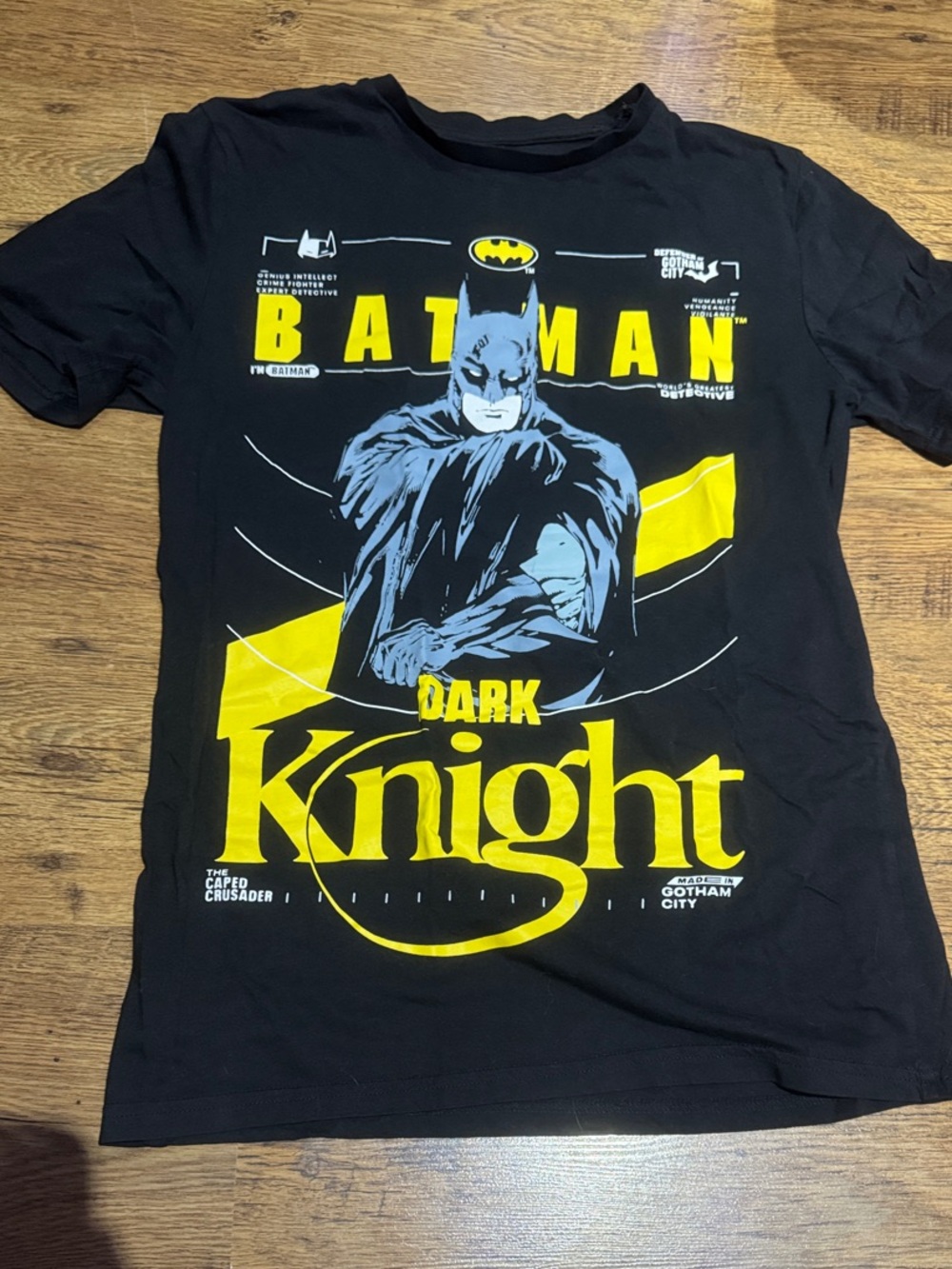 Batman Black Tee with Yellow Dark Knight Graphic